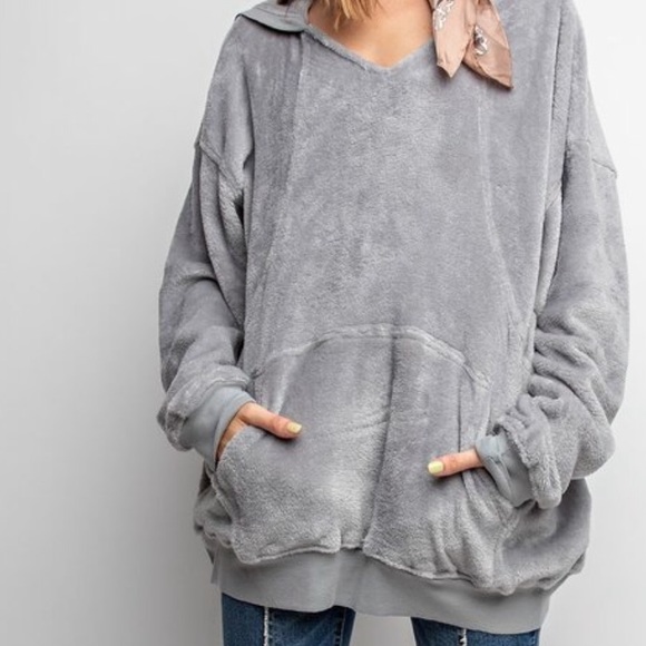 NEW‼️Heather grey PULLOVER TUNIC KANGAROO- Hoodie - Picture 2 of 4